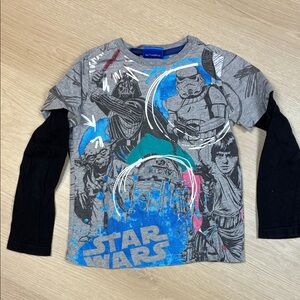Star Wars Kids Long Sleeve Tee - Gray, Black, and Blue